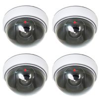 Dummy Dome Security Surveillance Camera - 4 Packs Fake Waterproof Outdoor Indoor Hemisphere Type Camera Equipment With Red Flashing LED Light（White）