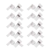 5050 4 Pin LED L Shape Connector - iCreating 10PCS 12V RGB Solderless LED Light Strip Tape 90 Degree Corner Connectors for 10mm Wide Flexible 5050 RGB LED Strip Lights