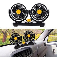 Car Fans Electric Auto Cooling Fan 4.5-Inch Double-Headed Two-Speed High-Speed 24V Dual Gear Speed Auto Mini Electric Adjustable Car-Mounted Head Double Headed Portable Cool Air (12V, Orange)