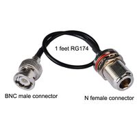 1ft Rf BNC Male to N Female Connector Coaxial Cable Rg174 30cm for Wireless Antenna