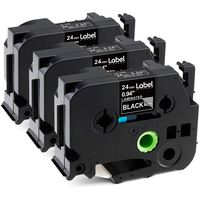 Label KINGDOM Compatible with P-Touch Laminated Label Tape TZe-355 TZe355 TZ355 TZ-355, 24mm x 8m, 0.94 Inch x 26.2 Feet, White on Black, Work with PTD600 PT2300 PT-2730 Label Maker, 3-Pack