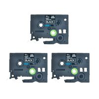 NineLeaf Replacement 3 PK White on Black 12mm Label Tape Compatible for Brother P-Touch TZ 335 TZe 335 TZ-335 Printer