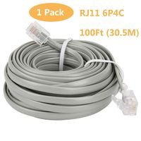 Uvital 100 Feet Telephone Landline Extension Cord Cable Line Wire with Standard RJ-11 6P4C Plugs(Grey 30.5M,1Pack)