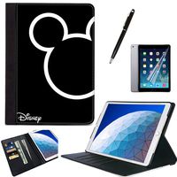 LJX iPad 2 3 4 Case Cover Mickey Mouse PU Leather Wallet Kickstand Flip Cover Card Slots Protective Flip Shockproof Heavy Duty Shell for Apple iPad 2th/3th/4th Generation#A