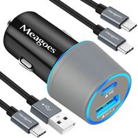 Meagoes Rapid PD Car Charger, Compatible for Google Pixel 4 XL/4/3 XL/3/3a XL/3a/2 XL/2/XL/C, Moto Z3 Play/Z2 Force, Power Delivery & Quick Charge 3.0 Fast Car Adapter with 2 USB Type C Cords
