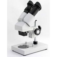 AmScope SE204-PY Portable Binocular Stereo Microscope, WF10x and WF15x Eyepieces, 20X and 30X Magnification, 2X Objective, Ambient Lighting, Reversible Black/White Stage Plate, Pillar Stand