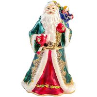 Santa Claus Trinket Box, Hand Set Swarovski Crystal, Hand Painted Red & Green Enamel Over Solid Pewter Base, Inside of Box with Lovely Enamel, Comes in Beautiful Box, L 2.50 x H 4.00 x W 2.25