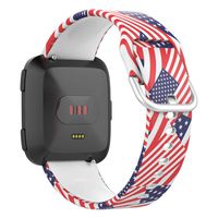UMTELE Sport Bands Compatible with Fitbit Versa 2/Versa/Versa Lite, Soft Silicone Wristbands Fadeless Pattern Printed Replacement Floral Band Compatible for Men and Women-Small, Flag