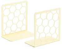 GEOMOD Decorative Geometric Honeycomb Metal Bookends (Yellow, 1 Pair) Book Ends for Tables, Desks, Shelves