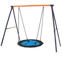 SUPER DEAL Swing Set, 40" Kids Web Tree Swing Saucer Swing + 72" All-Steel All Weather Stand Combo (Blue, XXL)
