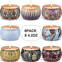 Arosky 8 x 4.2 Oz Scented Candles Set, Natural Aromatherapy Soy Wax Candle in Portable Travel Tin for Women
