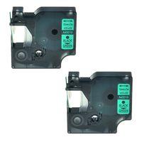 NineLeaf 2PK Compatible For DYMO 45019 Standard D1 Self-Adhesive Polyester Tape for Label Makers 1/2 inch Black Print on Green 23ft Cartridge