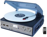 Boytone BT-17DJS-C,6 IN1,3 Speed Stereo Turntable 2 Built in Speakers Digital LCD Display AM/FM Radio + Supports USB/SD/AUX+ Cassette/ MP3/WMA Playback /Recorder/ Headphone Jack + Remote Control