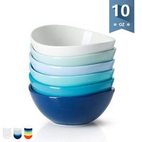 Sweese 101.003 Porcelain Bowls - 10 Ounce for Ice Cream Dessert, Small Side Dishes - Set of 6, Cool Assorted Colors