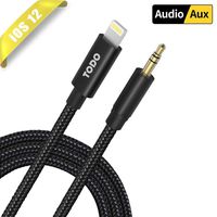 iPhone to 3.5mm Audio Cable, TODO Aux Cable for Car (3FT/1M) Nylon Braided iPhone Audio Cord Compatible with iPhone Xs/XR/X/8 Plus/8/7 Plus/7/iPad/iPod to Car Stereo/Speaker/Headphone Adapter - Black
