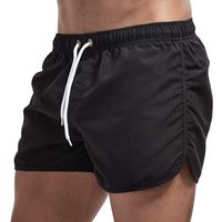 haoricu Men's Beach Shorts Quick Dry Surfing Swim Trunks Elastic Drawstring Shorts Multi-Color Optional Black