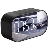 Alarm Clock Radio,Leyeet Wireless Bluetooth Speaker,USB Charger,TF Card Play, Thermometer, Large Mirror LED Dimmable Display AUX-in Function Hotel,Home,Office,Bedroom,Travel