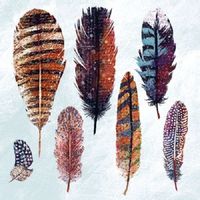 20 Napkins Paper Feather Feathers Blue Ambiente 33x33 cm