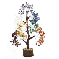FASHIONZAADI Seven Chakra Gemstone Crystal Tree - Feng Shui Bonsai Money Natural Healing Crystals Chakras Reiki Stones Good Luck Home Decoration Gift Office Décor Size 10-12 inch (Silver Wire)