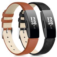 findway Compatible with Inspire HR Bands/Inspire Band, Inspire Replacement Accessories Classic Leather Bracelet for Women Men Sport Wristbands Breathable Strap for Inspire HR Fitness Tracker