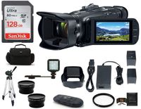 Canon VIXIA HF G50 Full HD Camcorder Bundle, Includes: 128GB SDXC Memory Card, LED Light, Spare Battery, 58mm Telephoto & Wide Angle Lenses, Camcorder Bag and More.