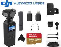 Osmo Pocket Handheld 3 Axis 4k Gimbal Stabilizer with Integrated Camera, Must-Have Bundle, with Free 64GB Extreme MicroSD Card, Adapter and Backpack Clamp, Base and More