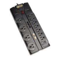 Tripp Lite 12 Outlet Surge Protector Power Strip, 8ft Cord, Right-Angle Plug, Tel/Modem/Coax/Ethernet Protection, RJ11, RJ45, & $250,000 INSURANCE (TLP1208SAT)