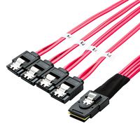CableCreation 2-Pack Mini SAS 36Pin (SFF-8087) Male to 4 SATA 7Pin Female Cable, Mini SAS Host/Controller to 4 SATA Target/Backplane, Red Color 0.5M