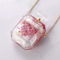 PHEZEN AirPods Case,Case for AirPods 2 & 1 Case Clear Cover,Women Girls Bling Glitter Liquid Flowing Love Heart Hard Shell Protective Hard Case Cover for AirPods 2 & 1 Earphone,Pink
