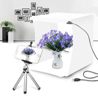 Duo Lu Tong Mini Photo Studio Box, Portable Shooting Tent Box,Small and Compact White Bright Led Light Box with 20 LED Lights + 6 Backdrops for Product Display (24x23x22cm)