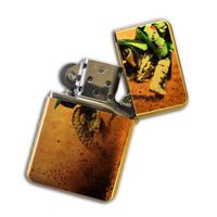 Gold Flip Top Refillable Windproof Lighter - Motocross Dirtbike Dirt Race Lighter Gold