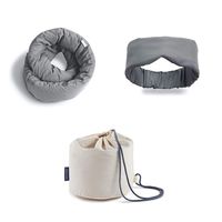 Huzi Infinity Pillow + Bamboo Sleep Mask + Case - Versatile Soft Neck Support Scarf Travel Pillow (Bon Voyage Kit - Grey)