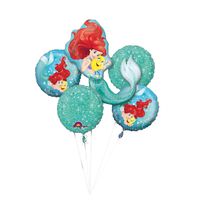 Disney Little Mermaid Foil Balloon Bouquet, Pack of 5