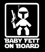 UR Impressions Baby Fett on Board Decal Vinyl Sticker Graphics for Cars Trucks SUV Vans Walls Windows Laptop|White|5.5 X 4.4 Inch|URI002
