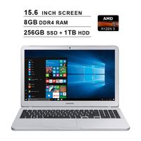 Samsung 2019 Premium Notebook 5 15.6 Inch FHD Laptop (AMD Ryzen 5 2500U up to 3.6GHz, AMD Radeon Vega 8, 8GB RAM, 256GB SSD + 1TB HDD, Bluetooth, HDMI, Windows 10)