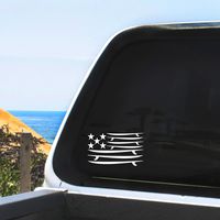 Stars and Boards - Surfing Patriotic Flag Vinyl Decal - Surfboards, White, 5", 6", 7", 8", 9", 10" - Vehicle, iPad, Laptop, Any Nonporous Surface, Indoor/Outdoor