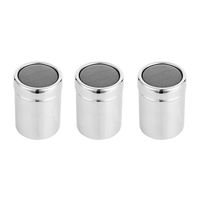 OUNONA 3pcs Stainless Steel Cooking Dredges Seasoning Pepper Shaker Spice Dispenser Sugar Powder Cocoa Flour Seasoning Spice Tools Size M
