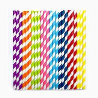 Simuer Paper Straws,200pcs Reusable Drinking Stripe Straws for Birthday Wedding Christmas Celebration Party Theme Decorative 8 Colors