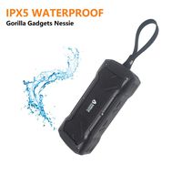 Gorilla Gadgets Nessie Waterproof Bluetooth Portable Speaker with Power Bank, Wireless, Shock Absorbing, Deep Base, Loud, Durable Features for Outdoor (Black)