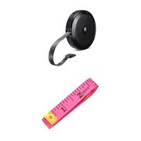 2 Pack Soft Tape Measure Retractable Measuring for Body Fabric Sewing Tailor Cloth Knitting Craft Weight Loss Measurements 60-Inch Soft Pink & Retractable Black Dual Sided Tape Measure Body Measuring
