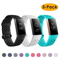 NANW Bands Compatible with Fitbit Charge 3, 3-Pack Silicone Sports Band Breathable Replacement Wristbands Strap Bracelet Bands for Women Men Woven Small Large