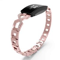 aczer-Y Fitbit Inspire HR Band Metal Accessories Small Large, Stainless Steel Replacement Band with Folding Clasp Strap for Fitbit Inspire HR Smart Watch Bands Wristband Women Men (C-rose pink)