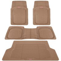 Motor Trend Premium FlexTough All-Protection Cargo Liner - DeepDish Front & Rear Mats Combo Set - w/ Traction Grips, Beige