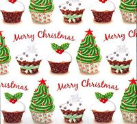 Christmas Cupcakes Heavy Embossed Gift Wrapping Paper -26"x 30' Roll