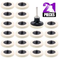 Swpeet 20Pcs Roloc Style 2" Compressed Wool Fabric QC Disc Polishing Buffing Pads Wheels with 1Pcs 2" Roloc Disc Pad Holder with 1/4" Shank Perfect for Polishing and Buffing Projects