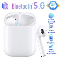 Bluetooth 5.0 Wireless Earbuds with【24Hrs Charging Case】 Waterproof TWS Stereo Headphones in-Ear Built-in Mic Headset Premium Sound with Deep Bass for Sport Earphones Apple Airpods Headphones