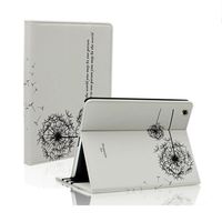 SAVEICON (TM White Dandelion Folio PU Leather Stand Case Cover Skin for iPad 2 iPad 3 iPad 4 WiFi 3G 4G LTE with Stand and Sleep/Wake Function
