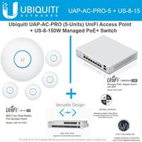 Ubiquiti Network UAP-AC-PRO-5 UniFi Access Point 5GHz Wi-Fi System 802.11ac + US-8-150W UniFi Managed Switch PoE+ Gigabit 8-Ports with SFP