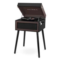 Victrola Bluetooth Record Player Stand with 3-Speed Turntable, Black and Brown