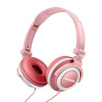 Kid Headphones Safe with Food Grade Material and 85dB Volume Limiting, Foldable and Adjustable On-Ear Headphones 3.5mm Jack Wired for Children Baby Infant Boys and Girls (Sakura Pink x Snowy White)